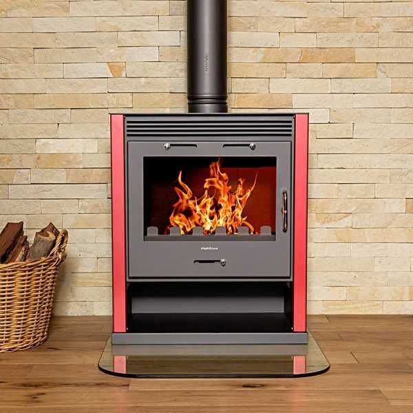 Piec kominek płaszcz wodny Rubin BO 13 kW beżowy czerwony Promocja