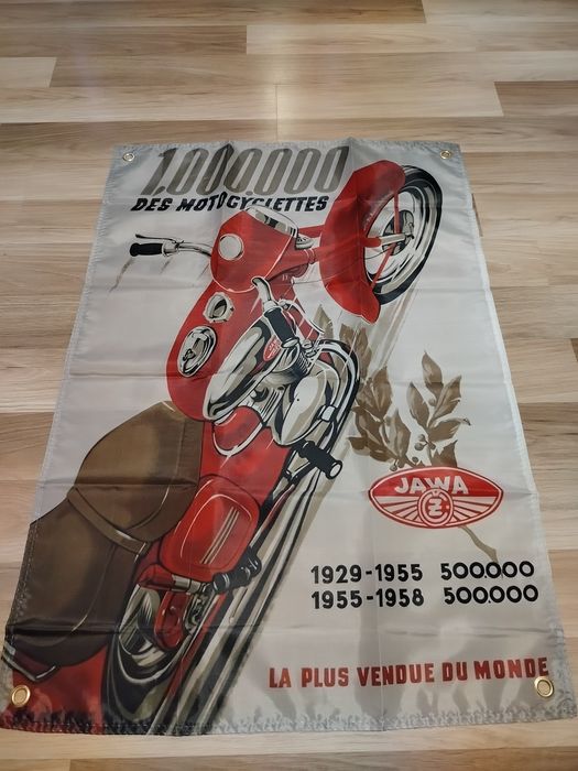 Plakat baner materiał Jawa 250,350 Jawa typ 20, Mustang panelka 90x60