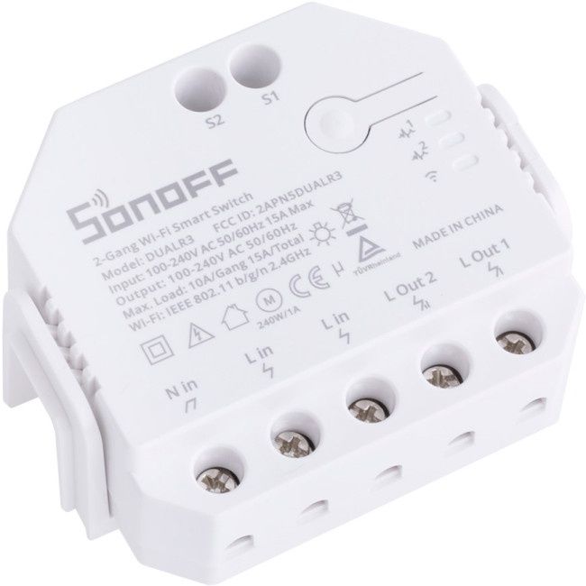 Розумний Wi-Fi перемикач (реле) SONOFF Dual R3 2-gang Wi-Fi Smart