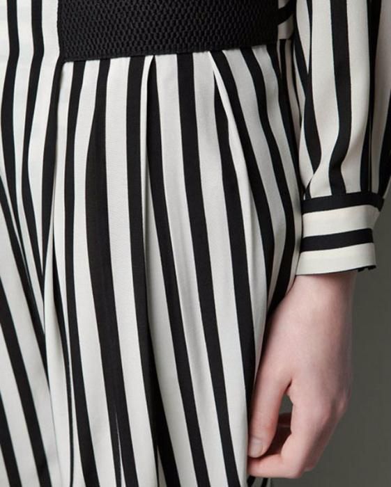 ZARA Biało Czarne paski Alladynki Chinosy Luzne Spodnie Paski L 40