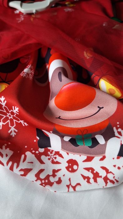 Sukienka czerwona bawełniana świąteczna  128/134