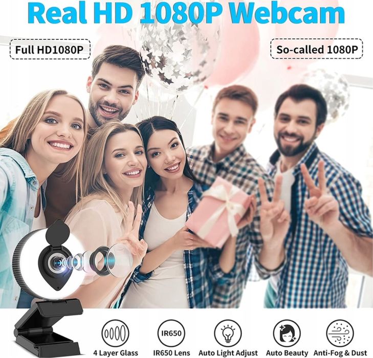 Kamera internetowa Tisoutec i statyw, kamera USB Full HD 1080P