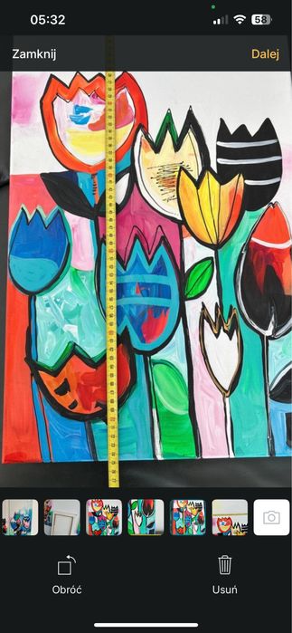 Piękny duży tetraptyk 4 obrazy tulipany energetyczny