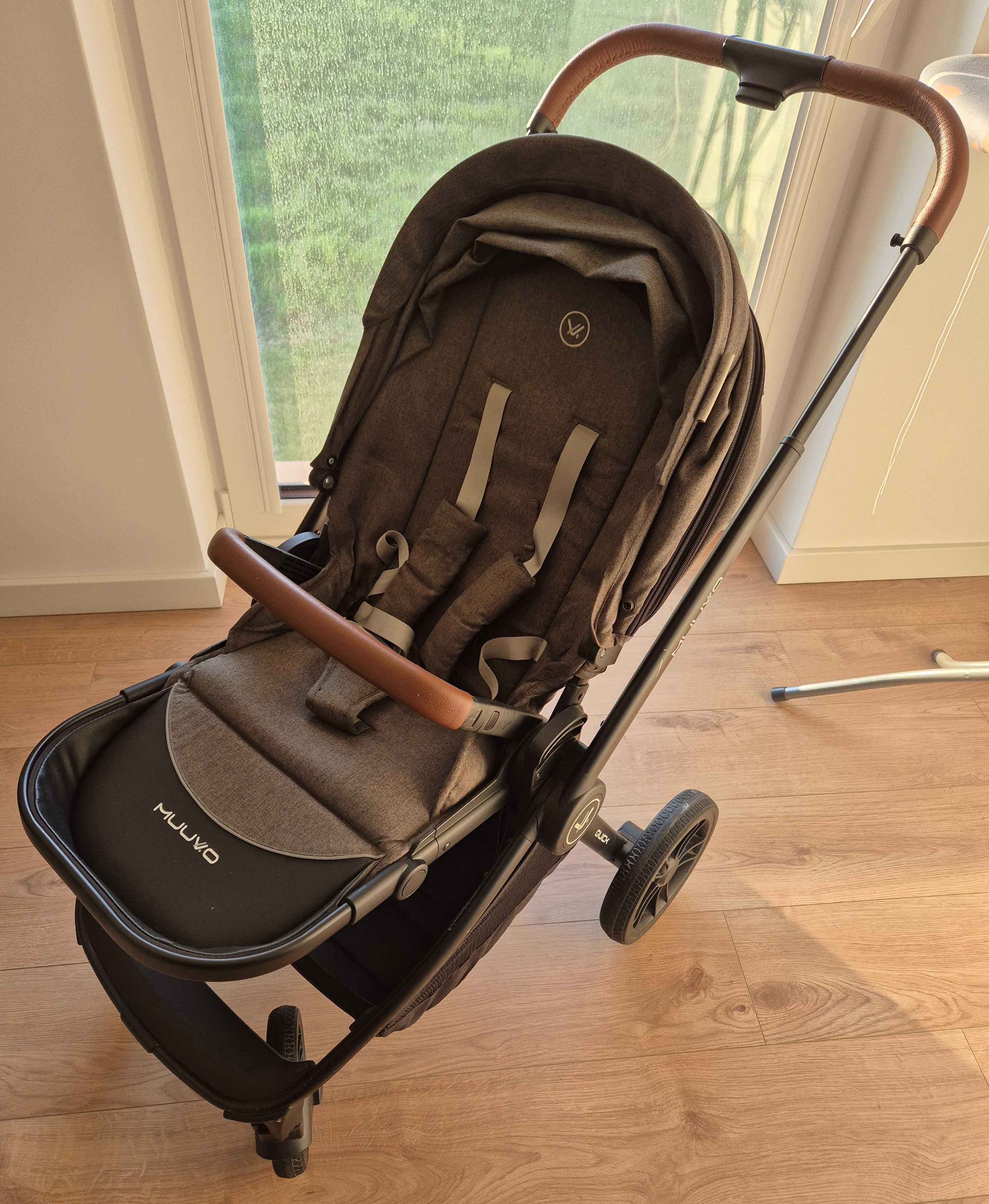 Wózek Muuvo Quick Deep Forest Green 2w1, gondola, cały zestaw