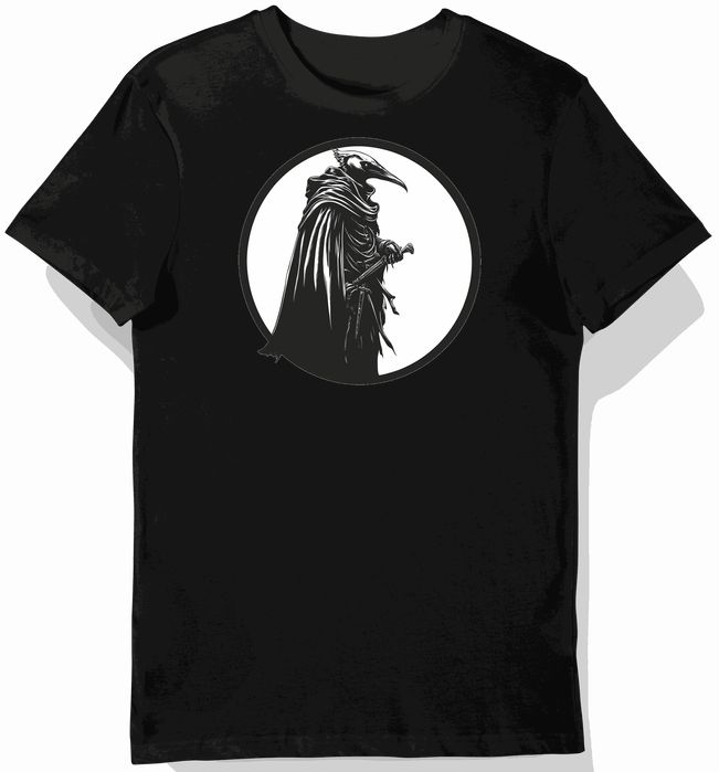 Koszulka męska czarna z grafiką maski plagi M