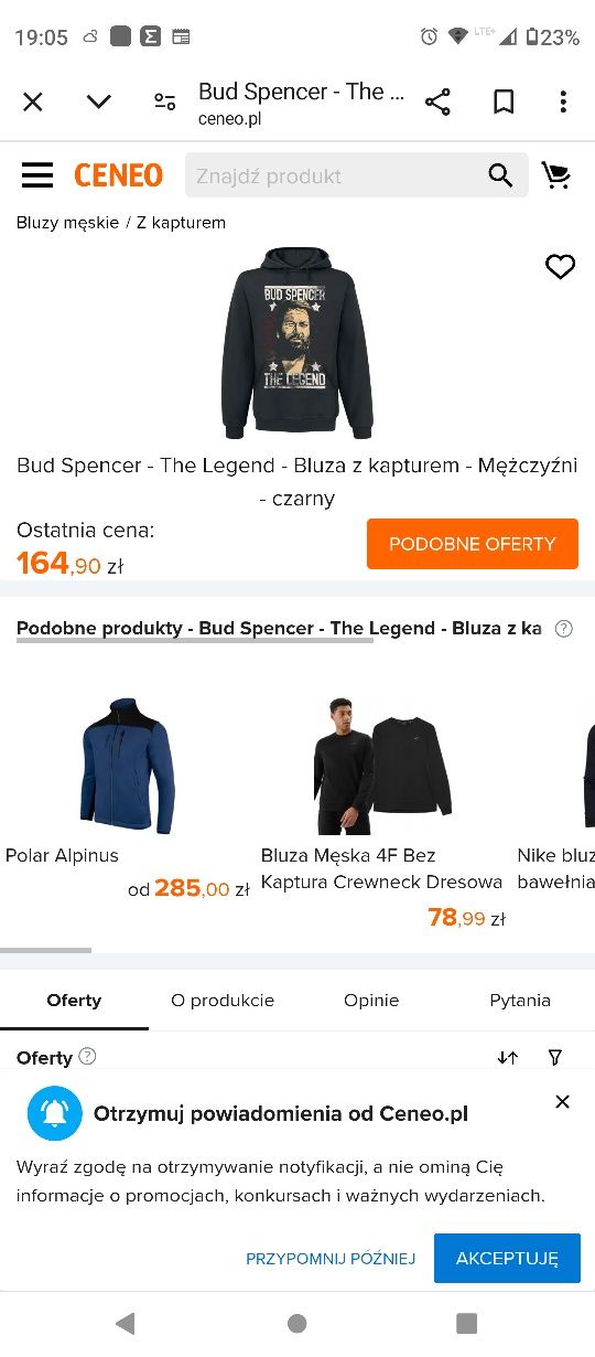 Ciepła czarna bluza z kapturem rozpinana Bud Spencer 2XL