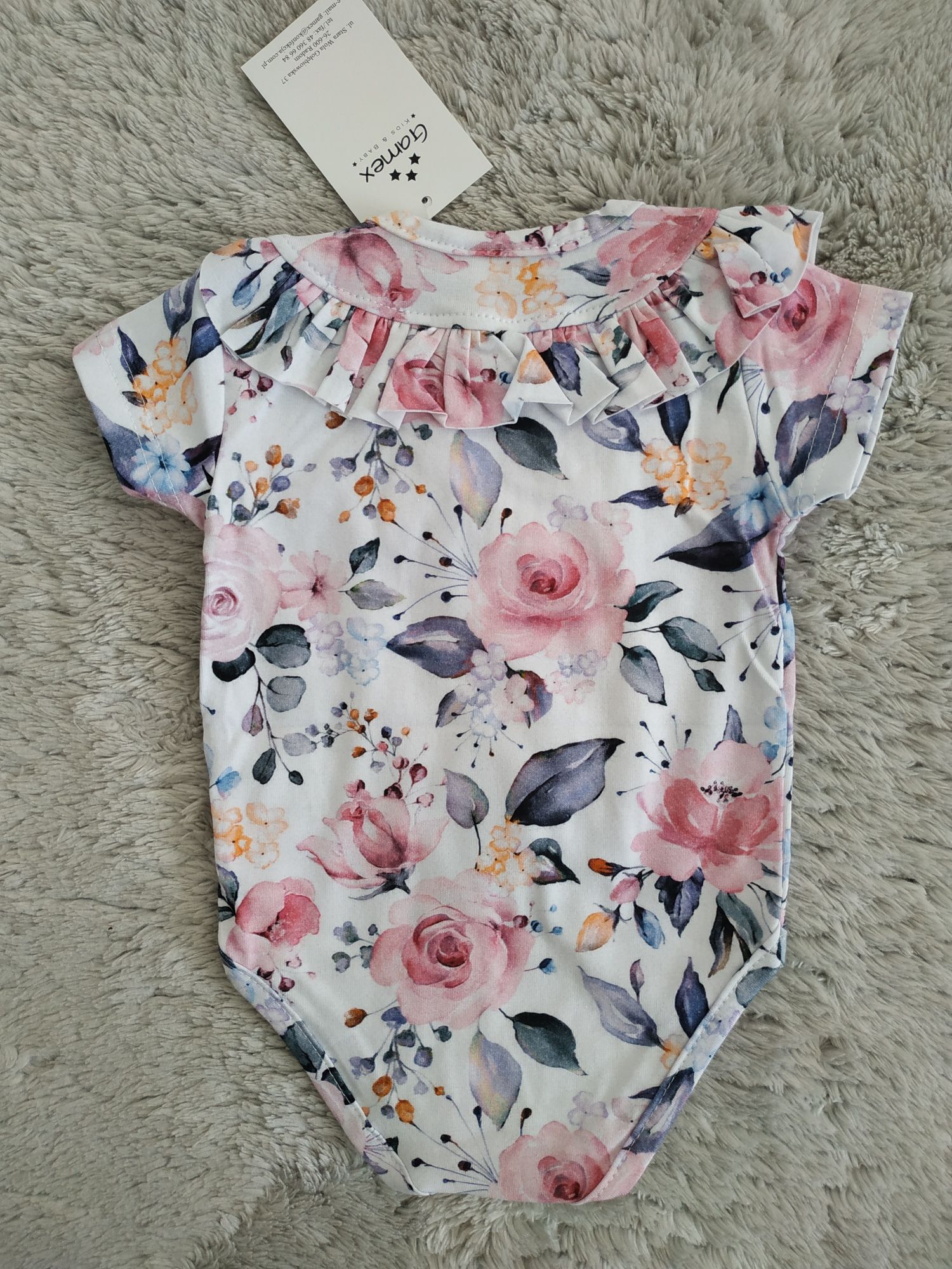 Eleganckie, nowe body z falbanką/lato/kwiatki/prezent/Gamex/r.68