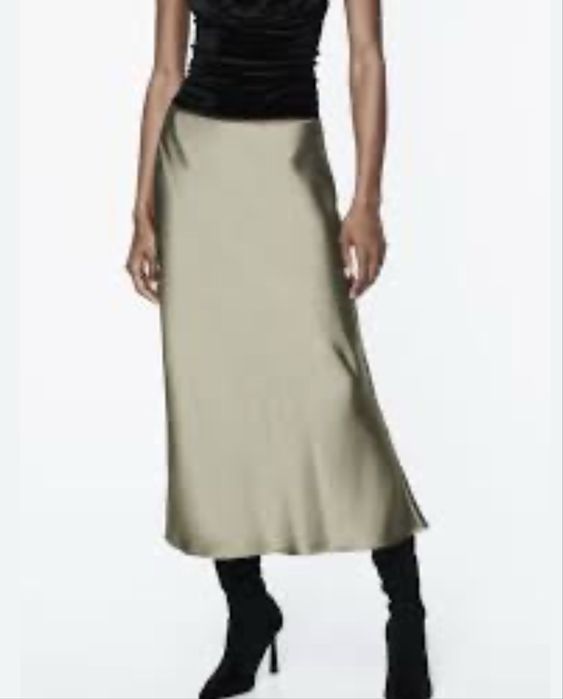 Сатинова спідниця  zara в двох кольорах