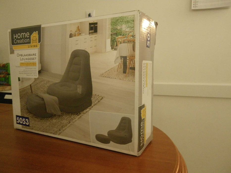 pufa, sofa pompowana z podkladka na nogi
