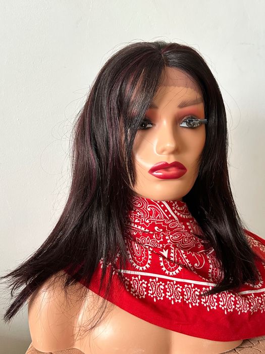Gęsta, puchata peruka włosy naturalne ludzkie 100% lace front