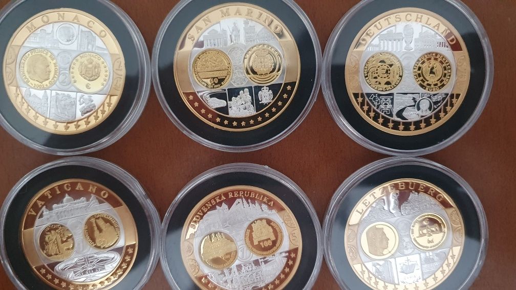 Monety kolekcjonerskie emisja euro platerowanie złoto srebro