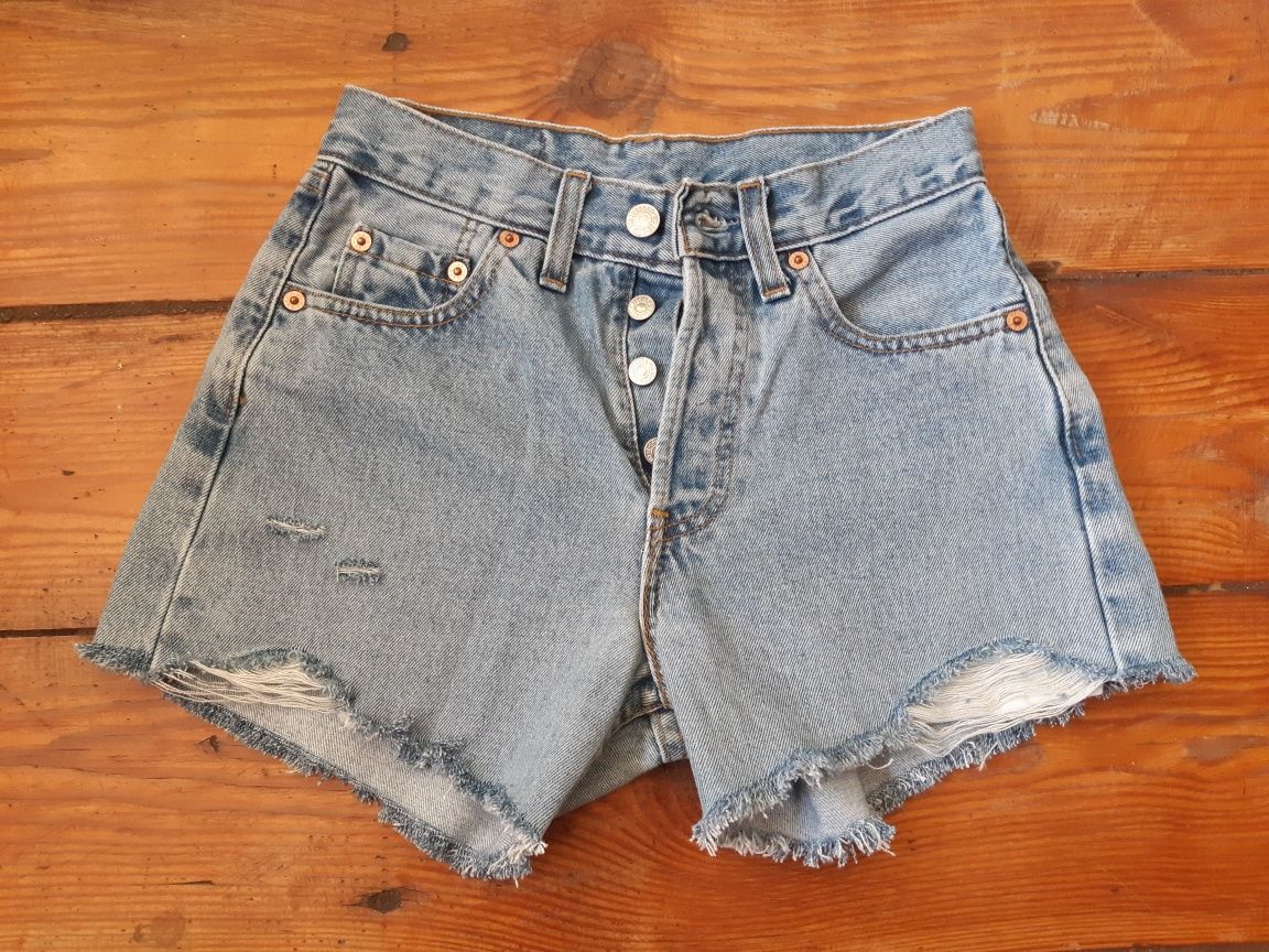 Jasne jeansowe szorty krótkie spodenki levis wysoki stan 32/34 XXS/XS