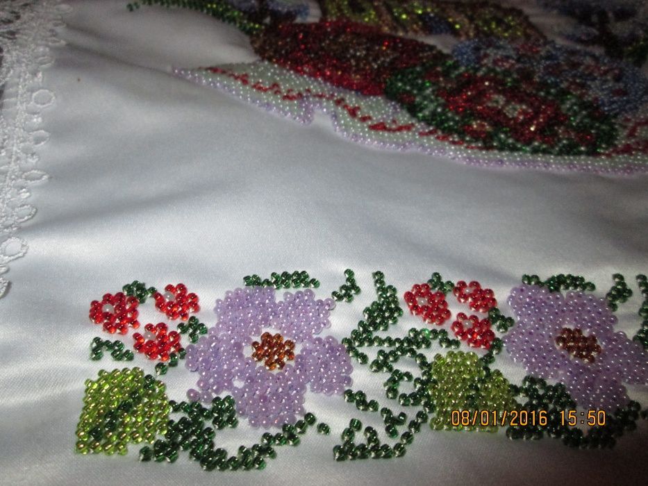 Ручная вышивка бисер Полотенце бисер праздничное.