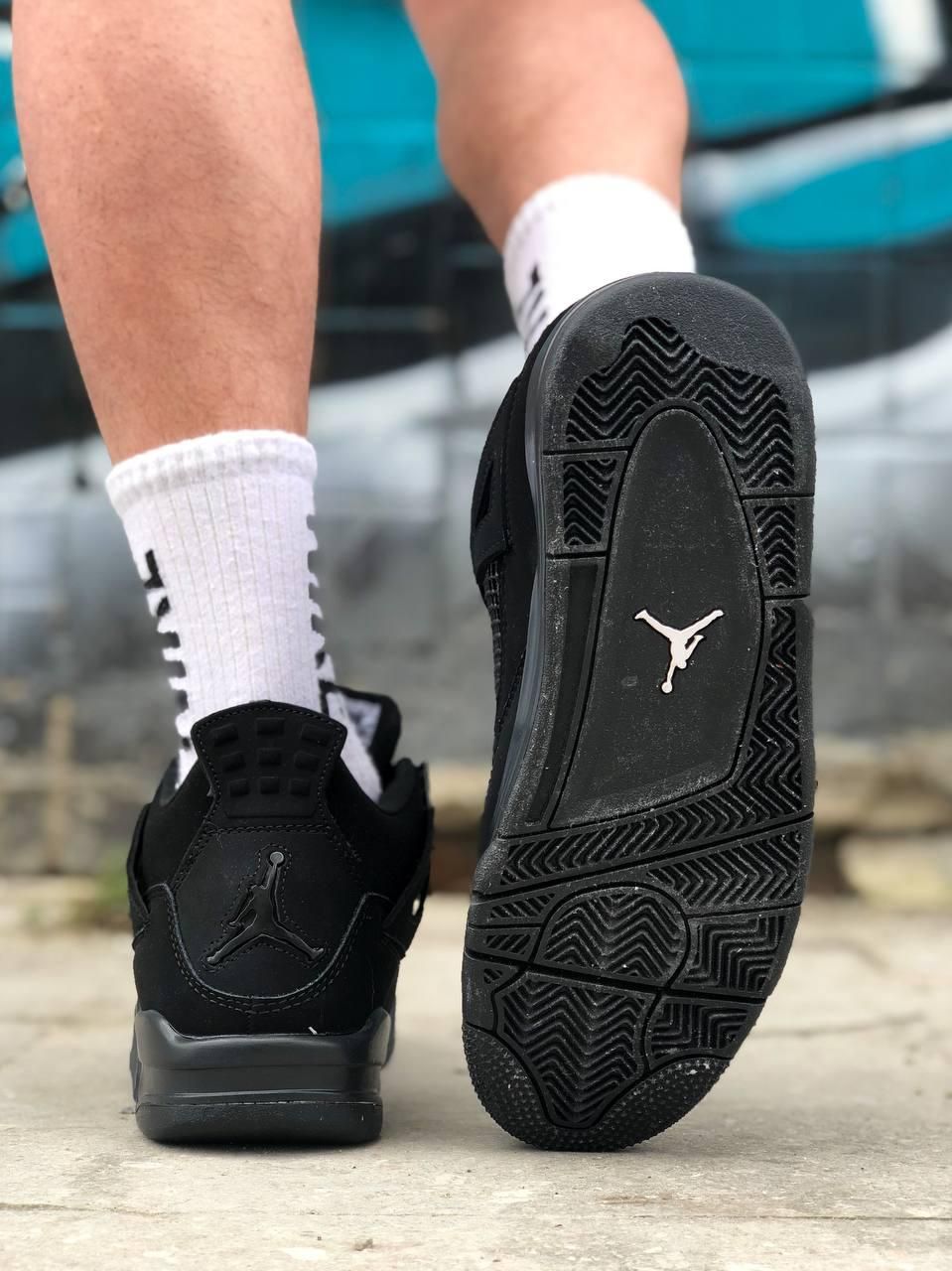 Кроссовки женские Air Jordan Retro 4 Black Найк БЕЗ НАЛОЖКИ