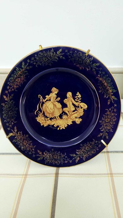 Prato Limoges Azul e Dourado