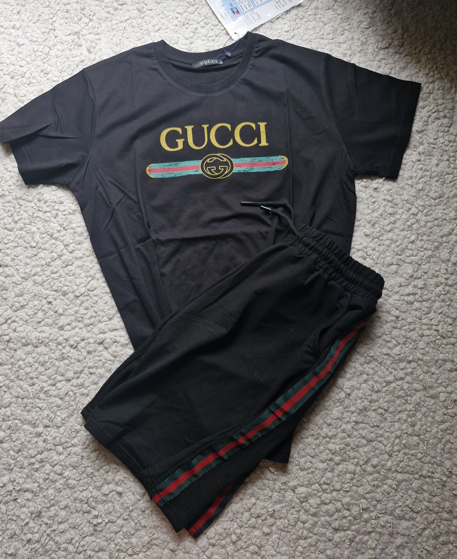 Nowy komplet zestaw męski Gucci tshirt spodenki krotkie xl L czarny la