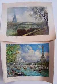 Conjunto 3 gravuras Paris e Sintra