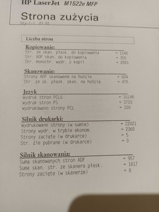 HP 1522n sieciowa Drukarka Kopiarka Skaner laserowa, sprawna, toner