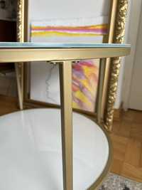 Stolik okrągły szklany złoty elegancki