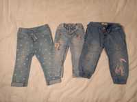 3 pary! Spodenki, jeansy dla dziewczynki, r. 80
