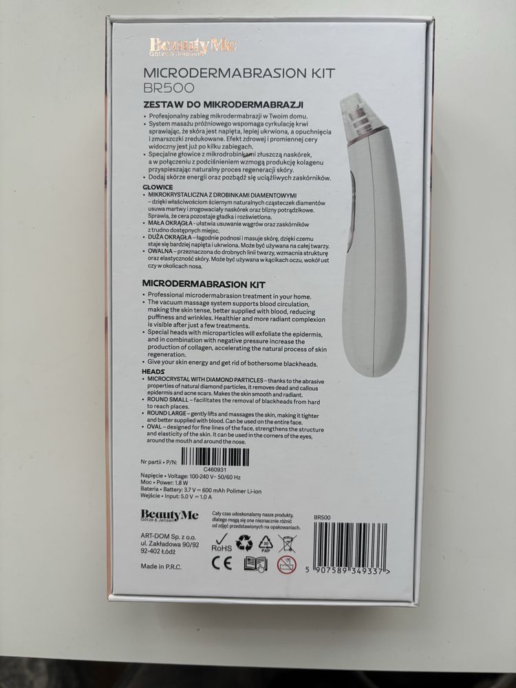 Urządzenie do mikrodermabrazji BeautyMe BR500