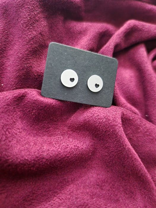 Srebrne kolczyki koła serca stal szlachetna