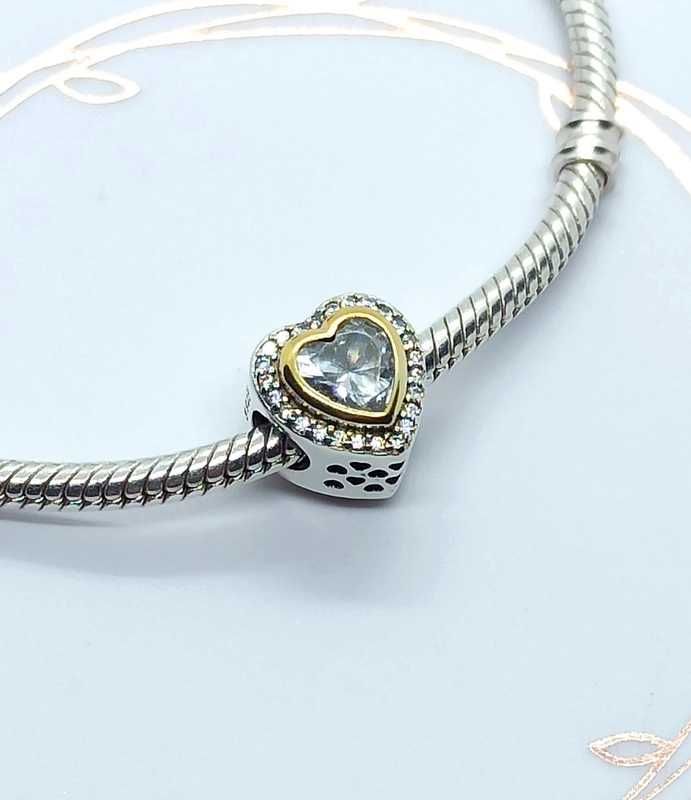 Charm’s serce cyrkonia Zawieszka do bransoletka PANDORA Charms TT