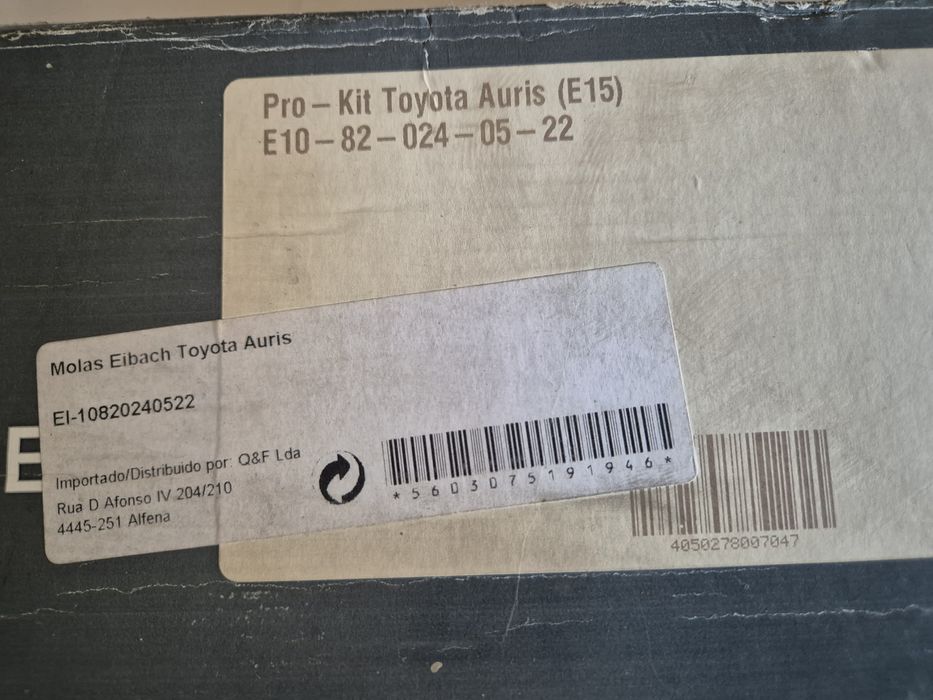 Molas rebaixamento Eibach Toyota Auris 07 - 12