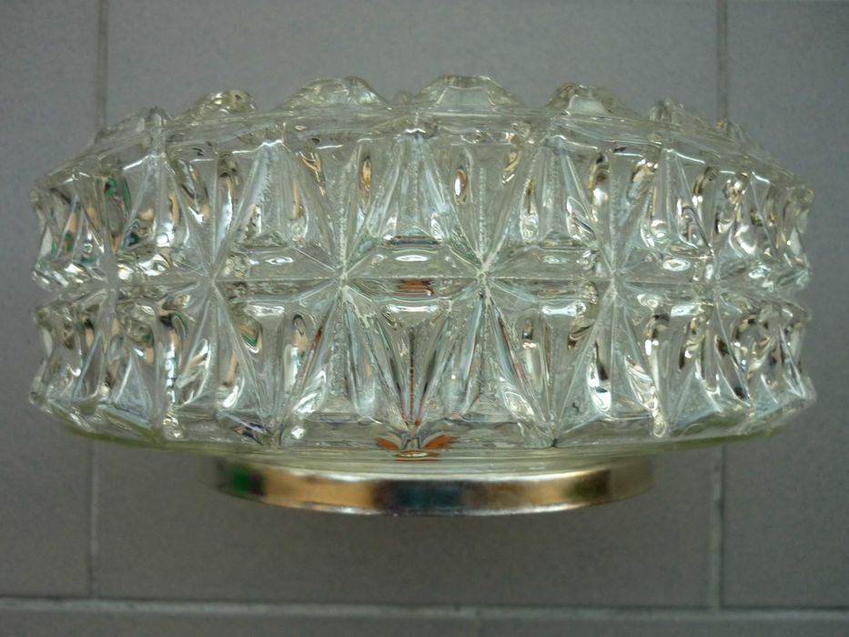 Plafon  PRL szkło WILKASY, POLAM, kryształowy NOWY