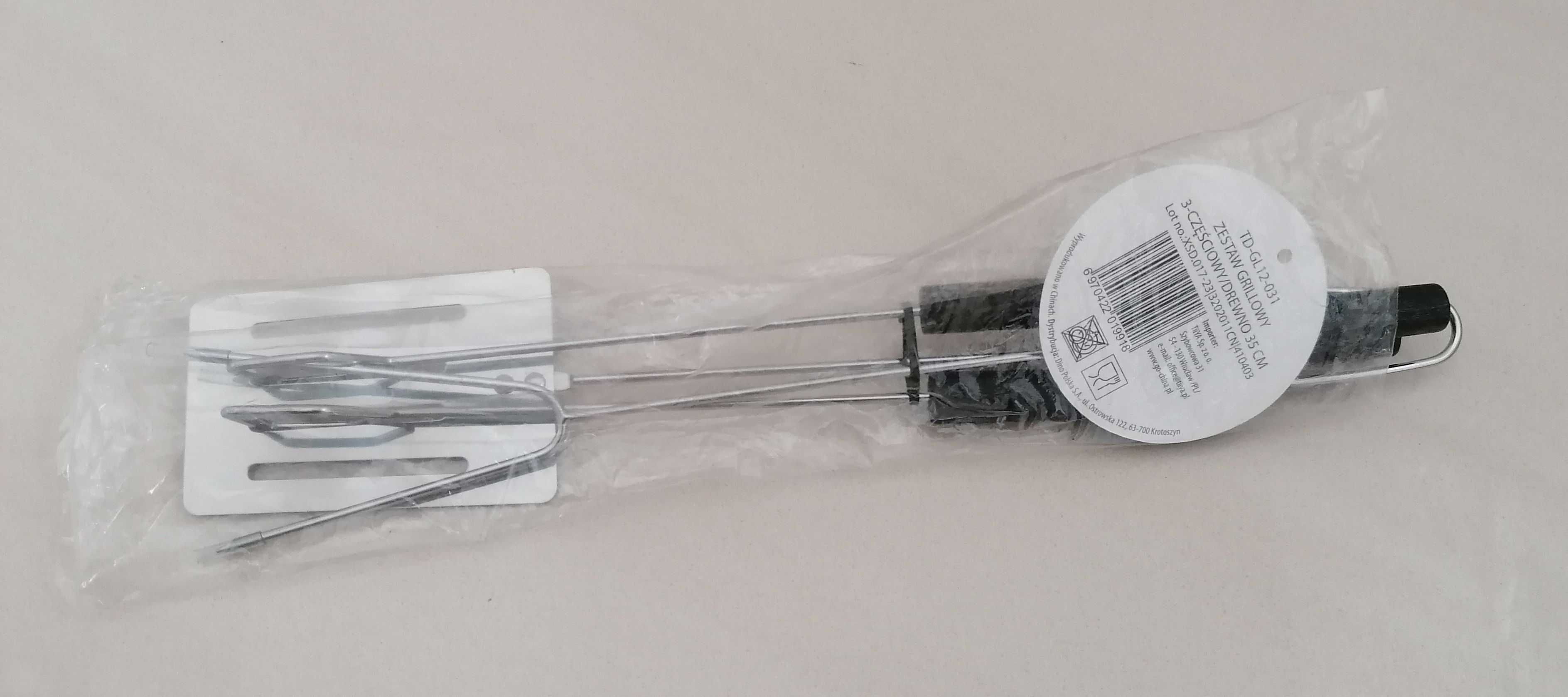 Zestaw grillowy 3-częściowy drewno 35 cm