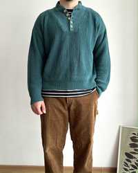 Вінтажний вязаний светр Eddie Bauer Heavy Cotton Henley Sweater