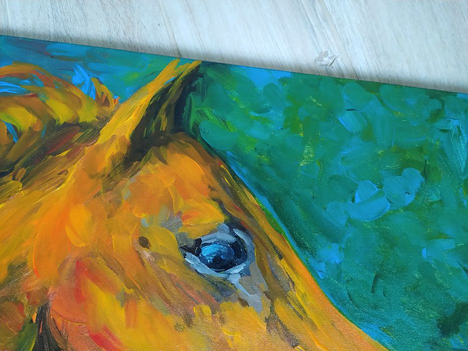 Obraz ręcznie malowany na płótnie, ognisty koń, mustang 40x60