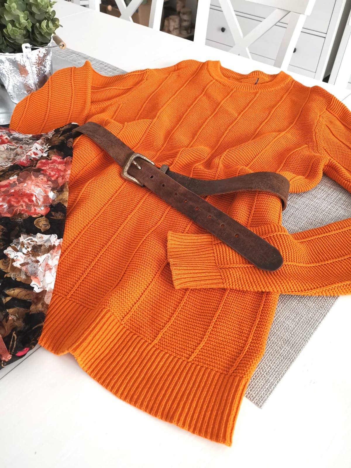 Italy Moda swetr tunika piękny orange