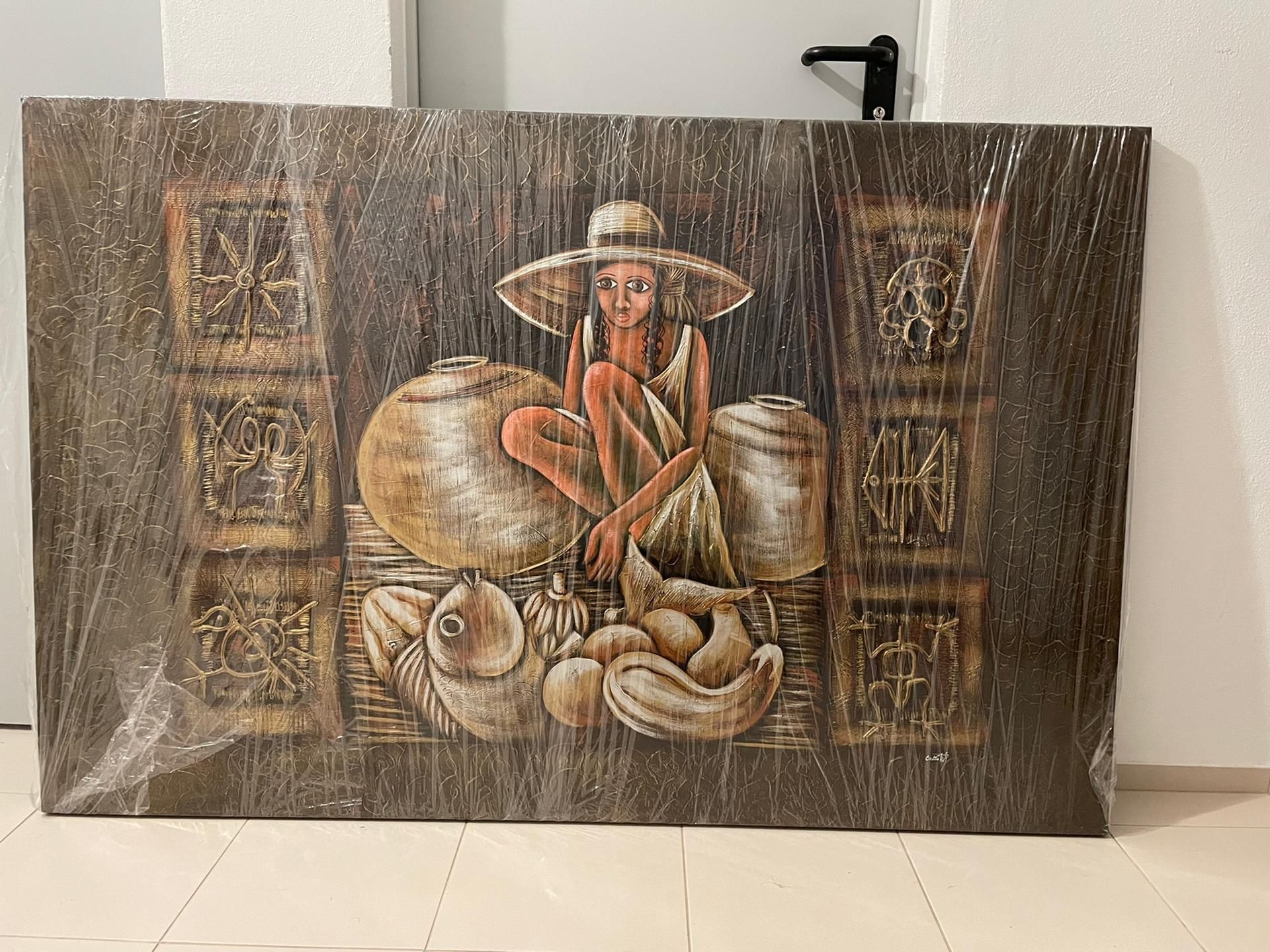 Vende se tela praticamente nova com gravuras em relevo (baixa de preço