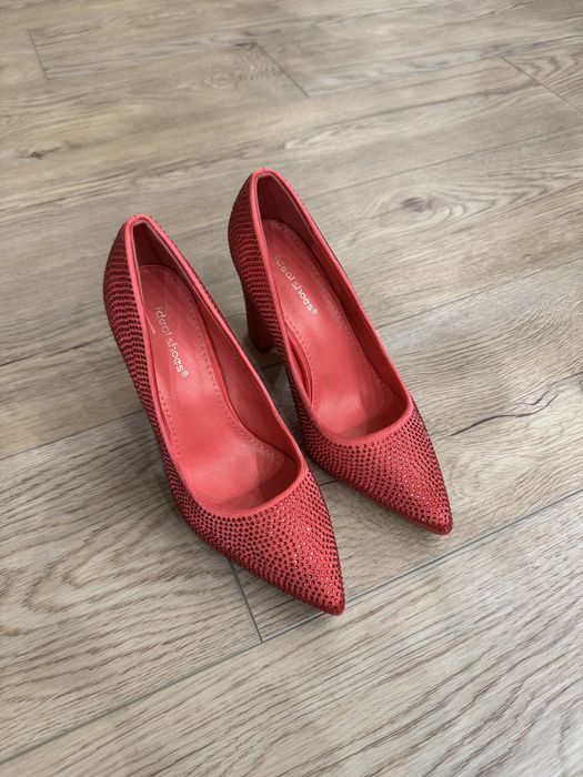 Nowe różowe fuksjowe cekinowe czółenka buty na obcasie 36 Ideal Shoes