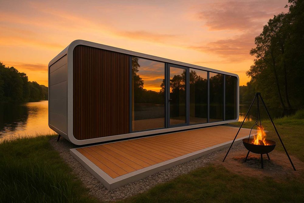 Nowoczesny gotowy domek mobilny, kontenerowy, modułowy,letniskowy.