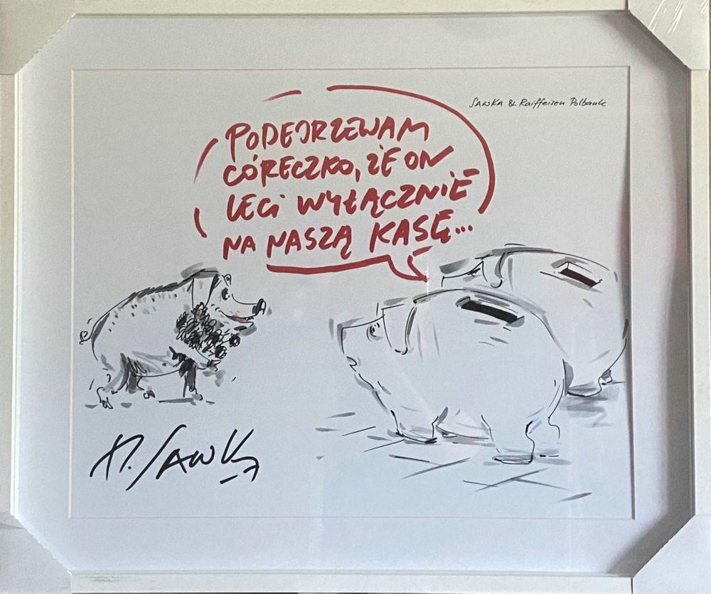 Henryk Sawka rysunek w eleganckiej ramie NOWY