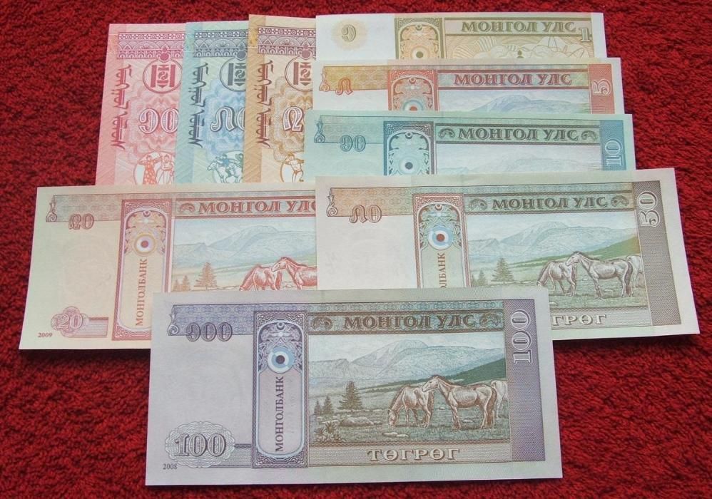 MONGOLIA Kolekcjonerskie Banknoty Zestaw - 9 sztuk UNC