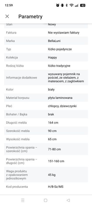 Materac lateksowy Reiko 80 x 160 cm + łóżko