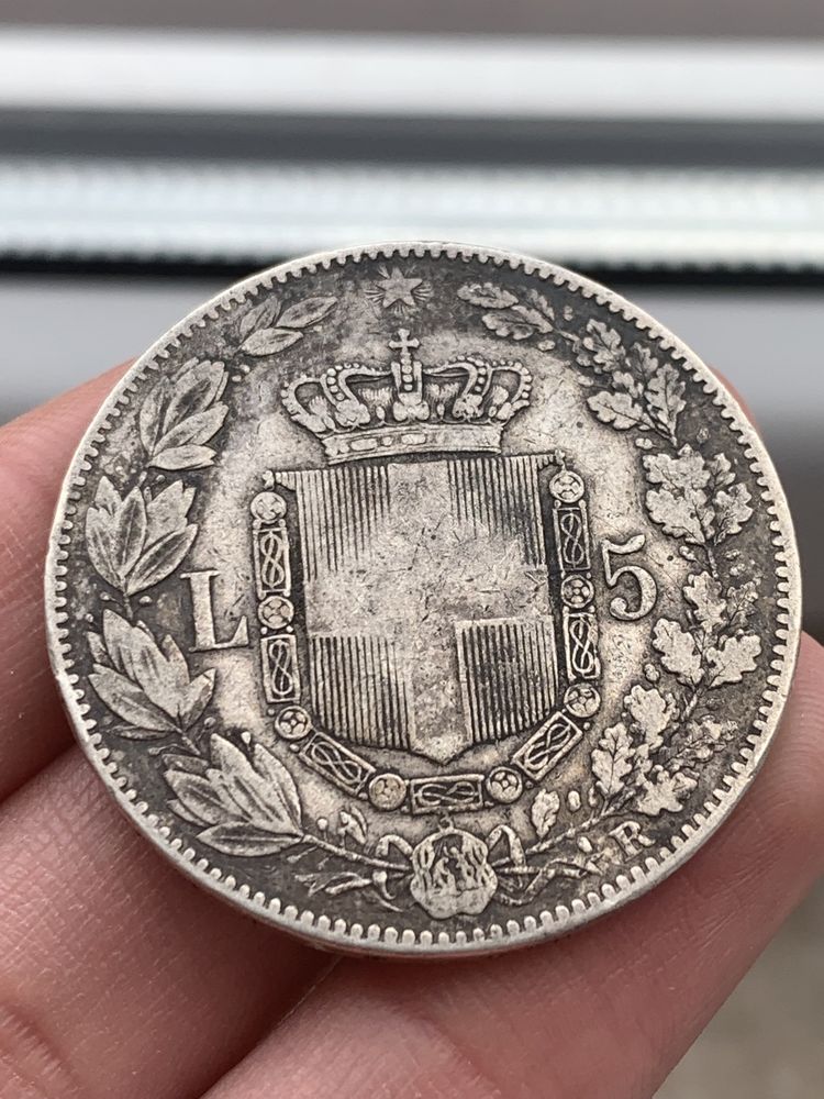 Srebrna moneta Włochy 5 lirów 1879
