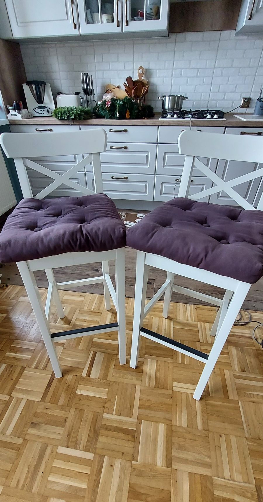 Hoker Ikea Ingolf krzesło wysokie z poduszką