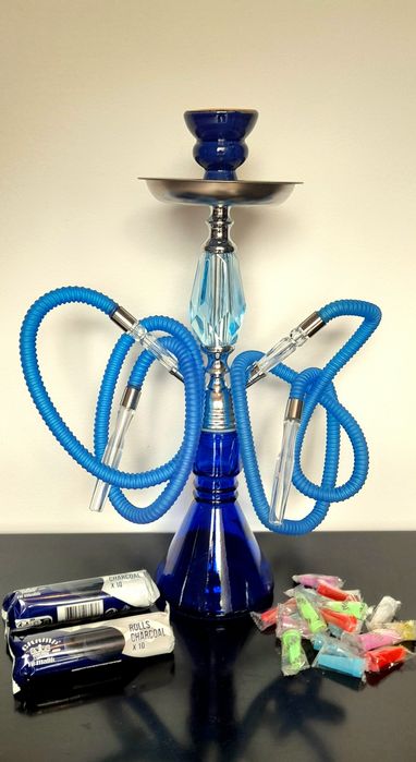 Shisha 45cm. 2 mang.ueiras (+ 20 carvão + boquilhas • PACK TOP•)