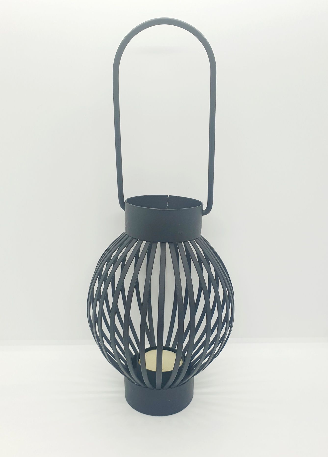 Dekoracyjny świecznik lampion żeliwny metalowy czarny loft tealight