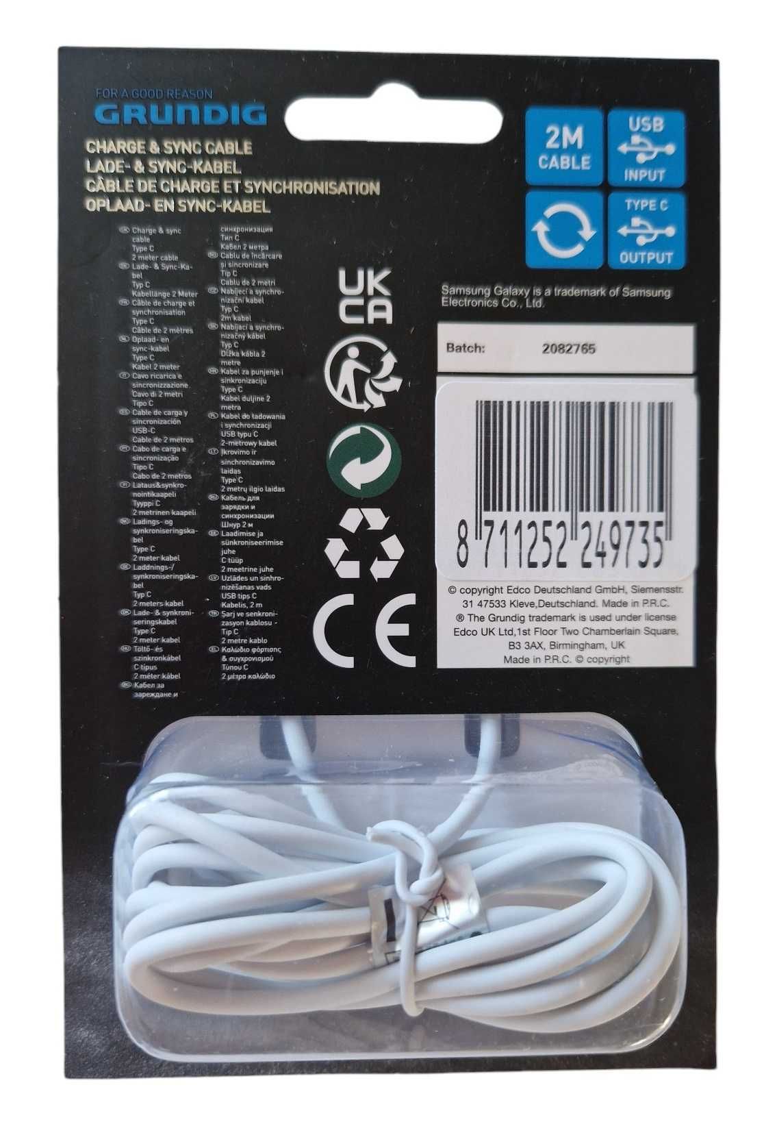 Kabel USB typu C 2 metry kolor biały