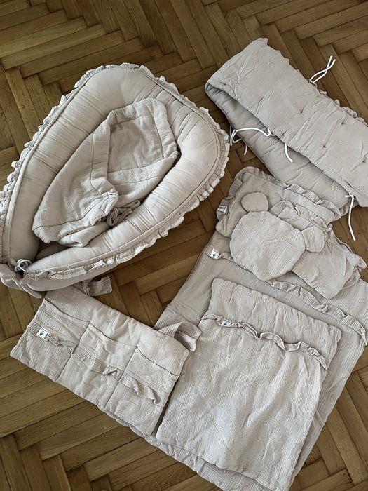 Wyprawka do lóżeczka dla noworodka kokon niemowlęcy, rożek, kolderka