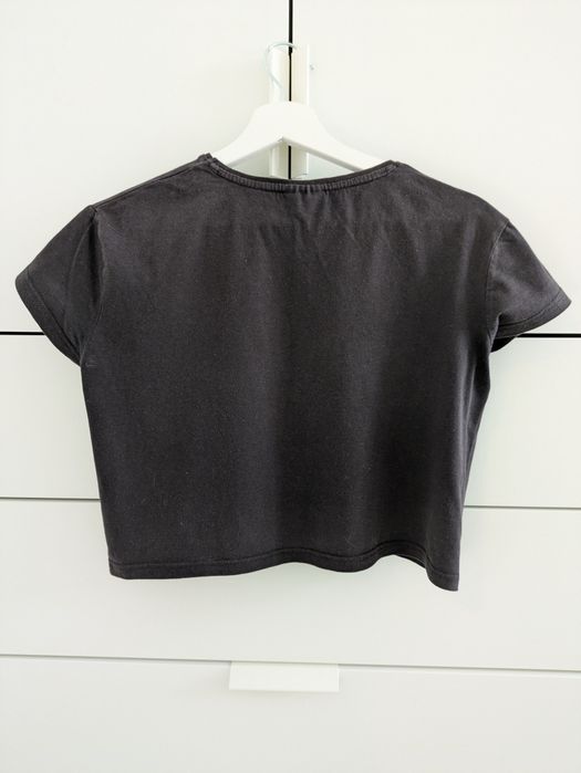 Bluzka crop top Pepco * czarna róże * 152/158