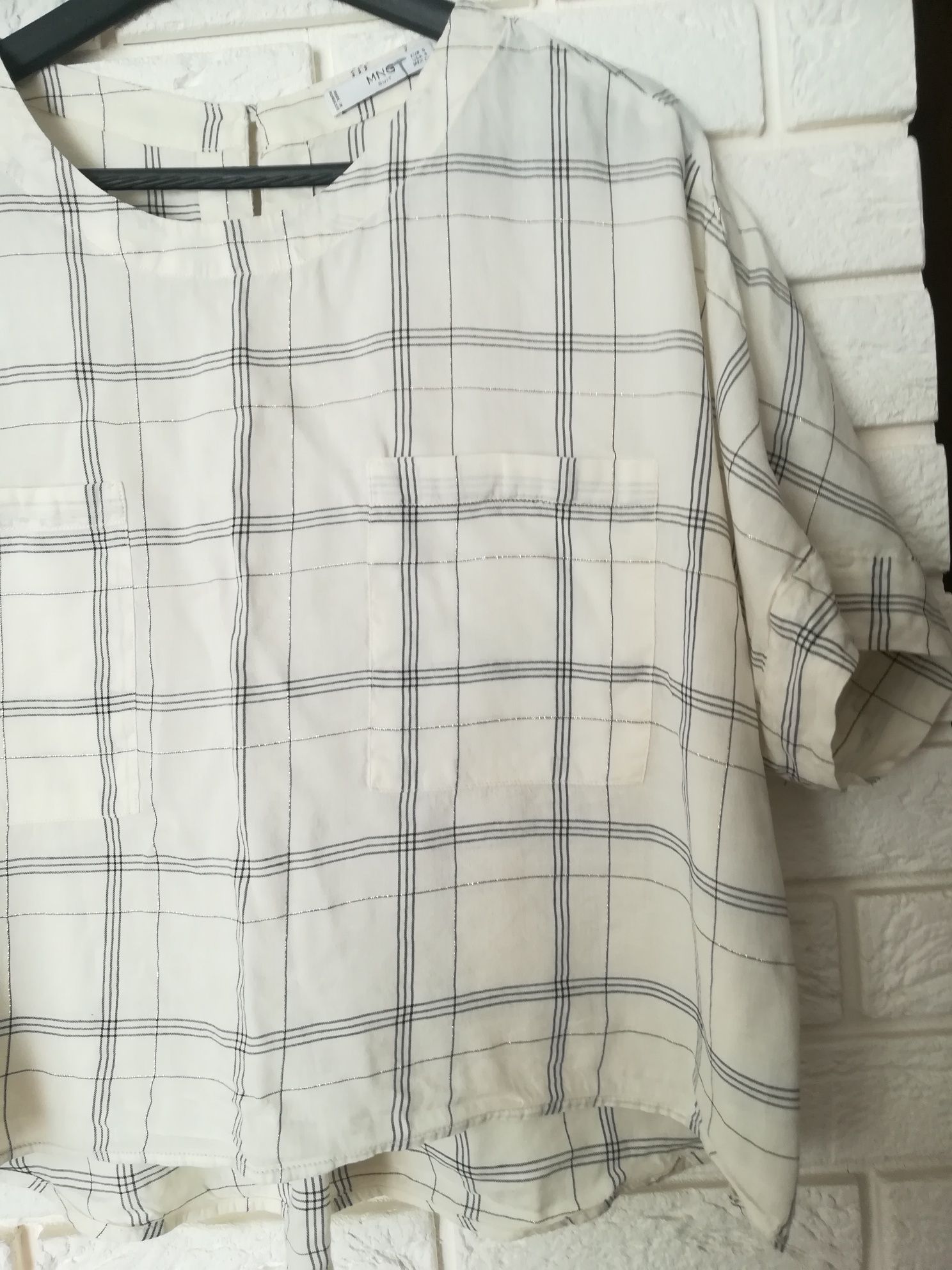 Bluzka koszulka w kratkę MNG Suit S oversize