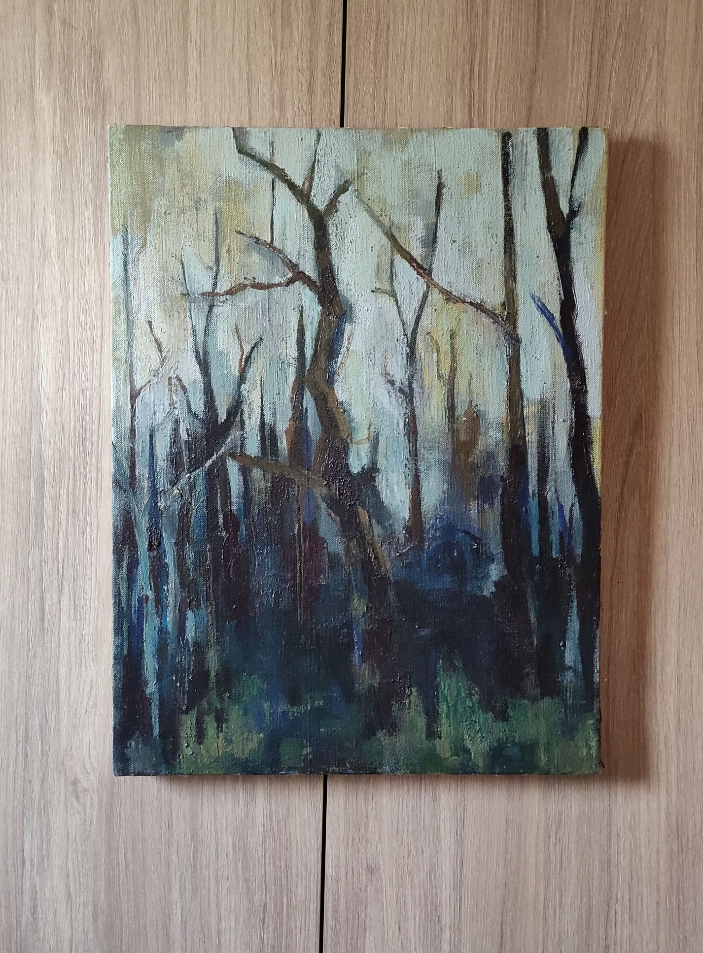 Obraz olejny na płótnie 57x43 cm "Drzewa" ręcznie malowany