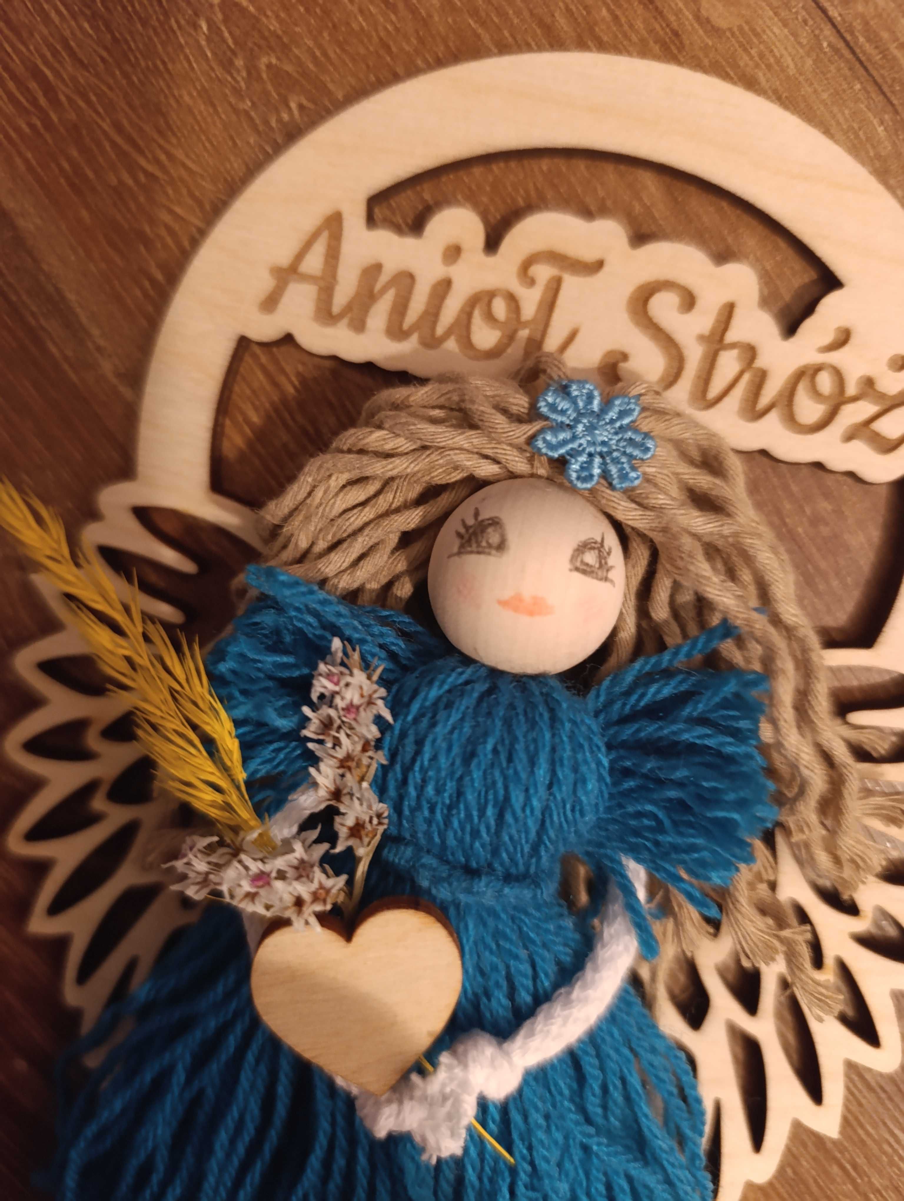 Anioł stróż prezent dzień mamy babci dziadka kwiaty handmade