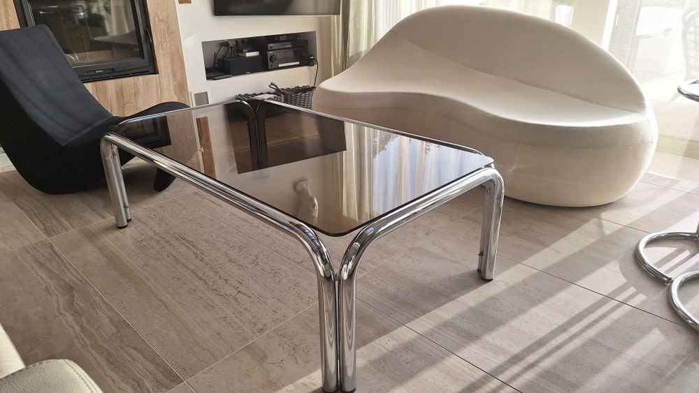 Duży Stolik art deco, bauhaus chrom szklo